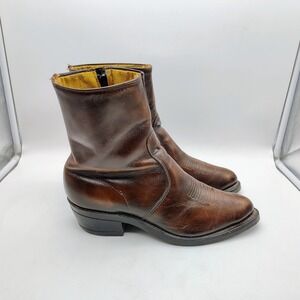 Durango Western Ankle Boots Size 10 EE Brown Leather Quality Vulcan Soles Zips